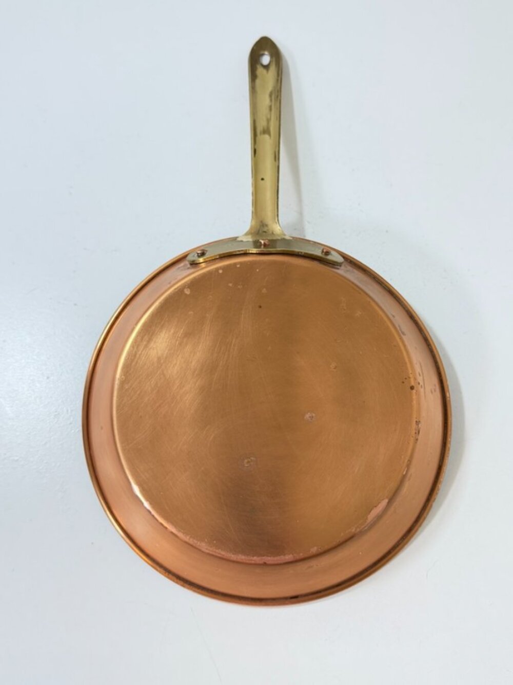 VTG Copral Portugal 8" Copper Skillet Fry Pan Brass Handle DECOR Re-Tin NOT SAFE